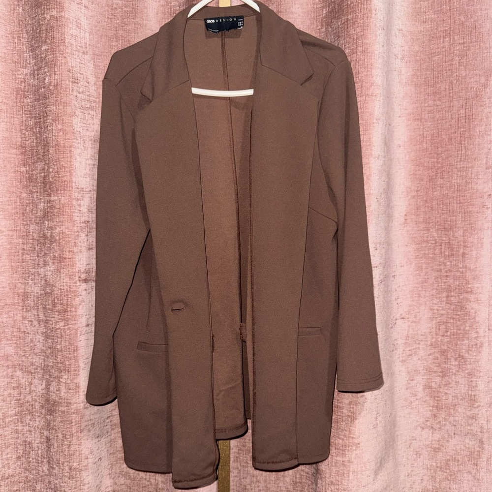ASOS DESIGN Petite oversized suit blazer in mocha